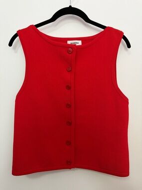 Sandro Vibrant Red Button-Front Sleeveless Knit Tank